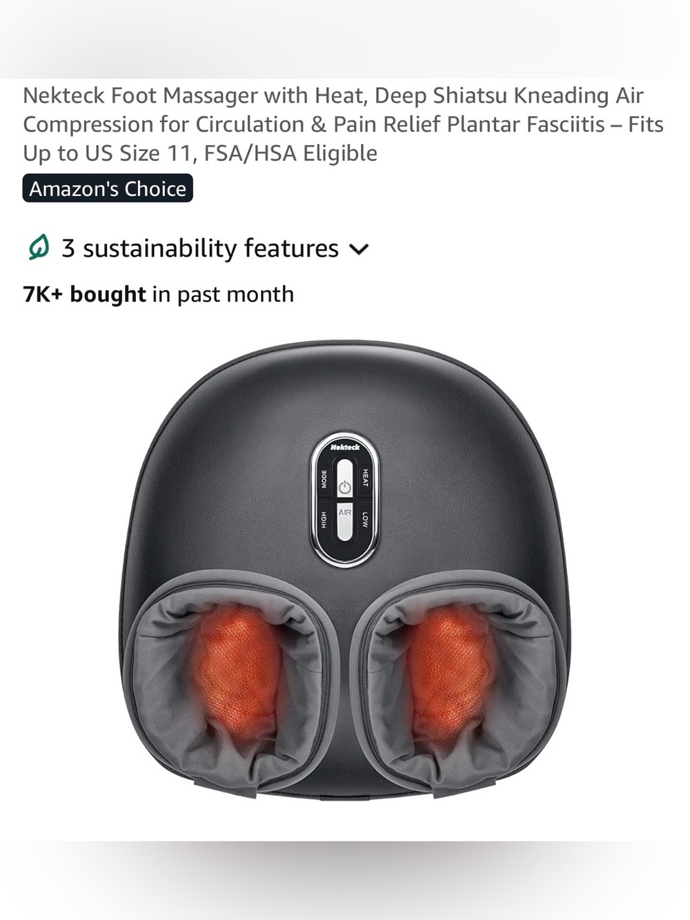 Nekteck shiatsu Foot Massager with Heat and Deep Shiatsu Kneading NWT